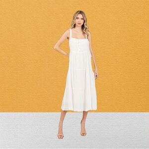 NWOT BUTTON FRONT SLEEVELESS DRESS IN IVORY XXL